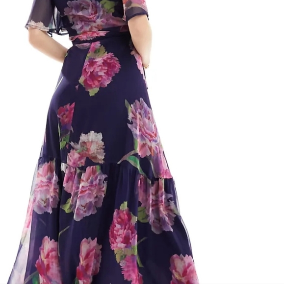 Hope & Ivy Navy & Rose Wrap Dress Size Medium - Picture 2 of 8